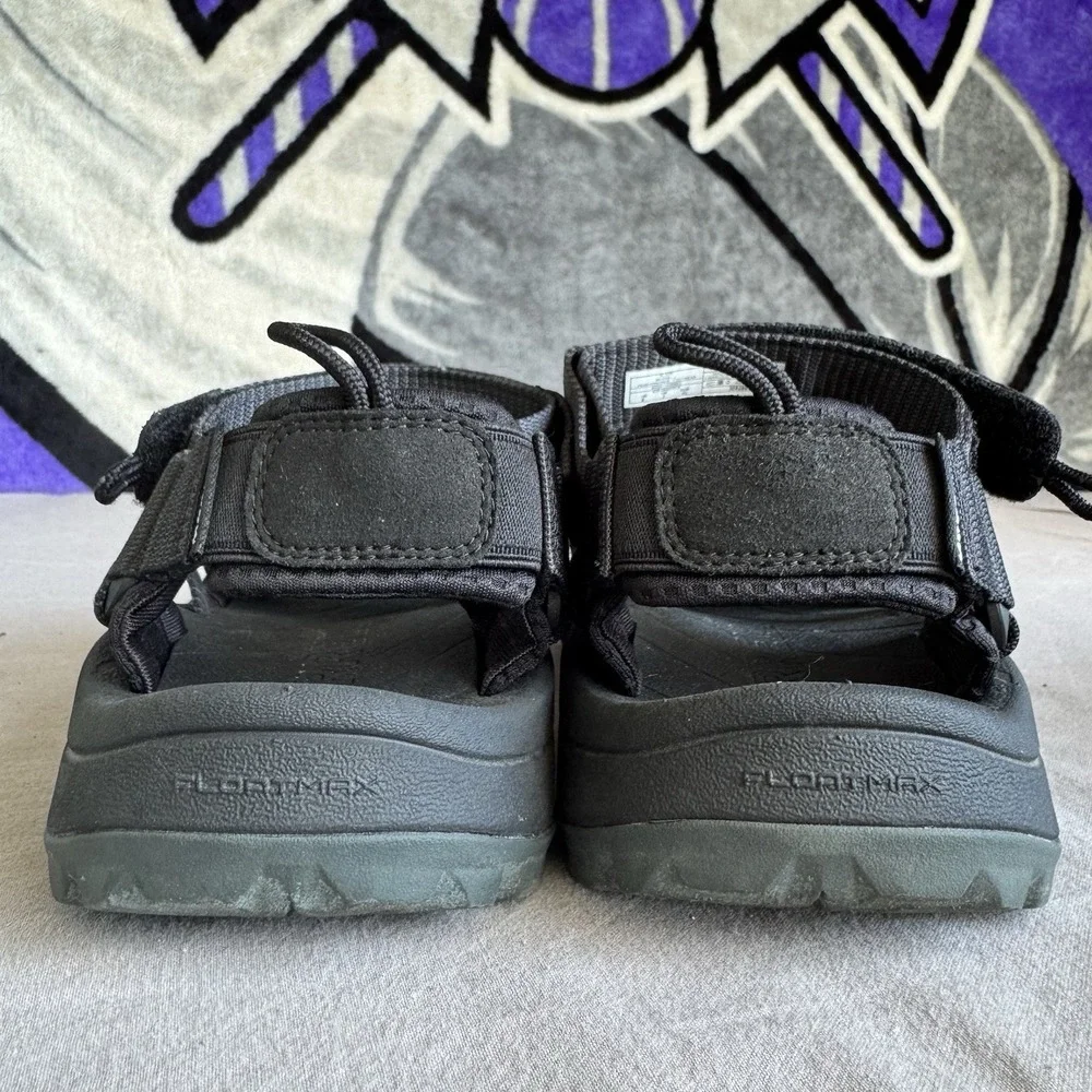 Size 8 - Merrell Men's Black Strappy Sandals Adjustable Hook & Loop Straps